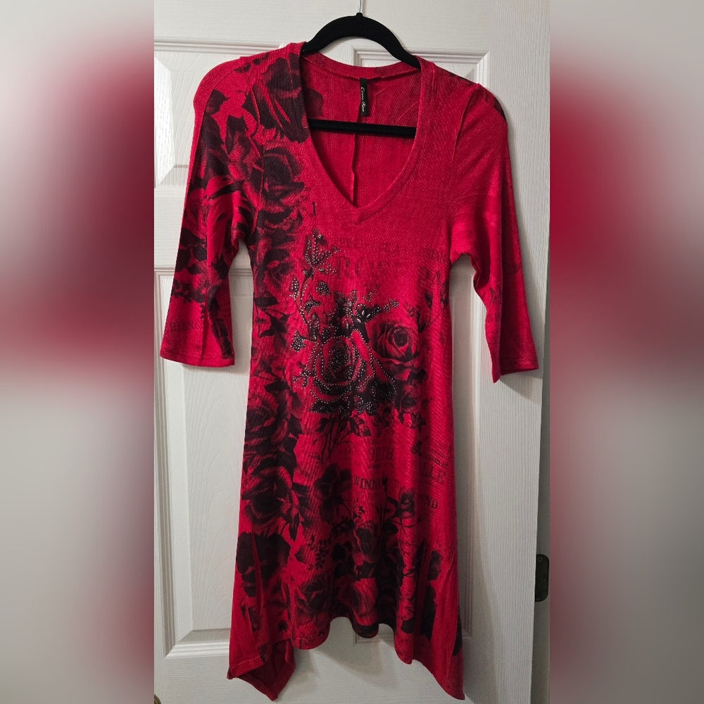 Emma Rose Red Knit Dress, Size M